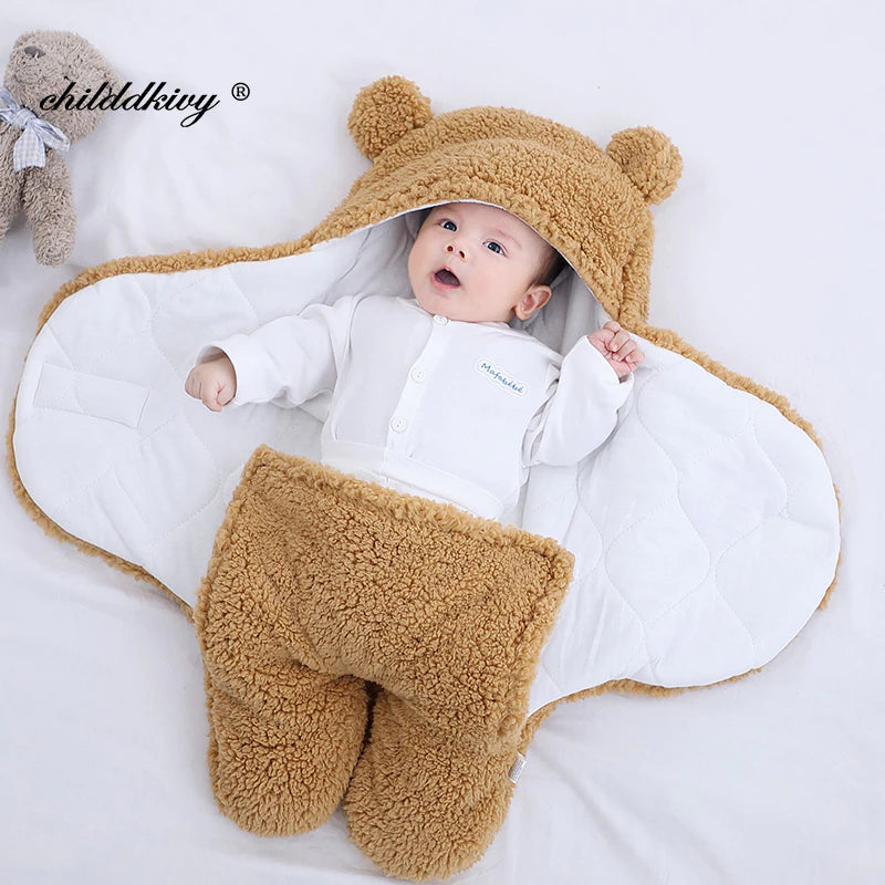 Soft Newborn Baby Wrap Blankets Baby Sleeping Bag Envelope for Newborn Sleepsack Thicken Cocoon for Baby 0-9 Months